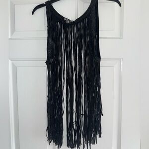 God Save LA: Black Fringe Top in S/M